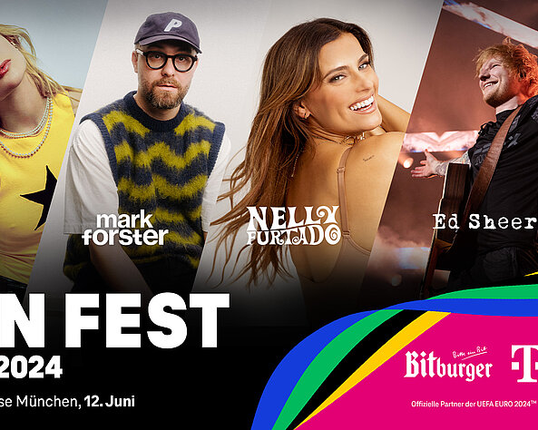 FAN FEST EURO 2024 - Ed Sheeran, Nelly Furtado, Mark Forster und Dylan feiern internationales Musik- und Fußballfest auf der Münchner Theresienwiese 